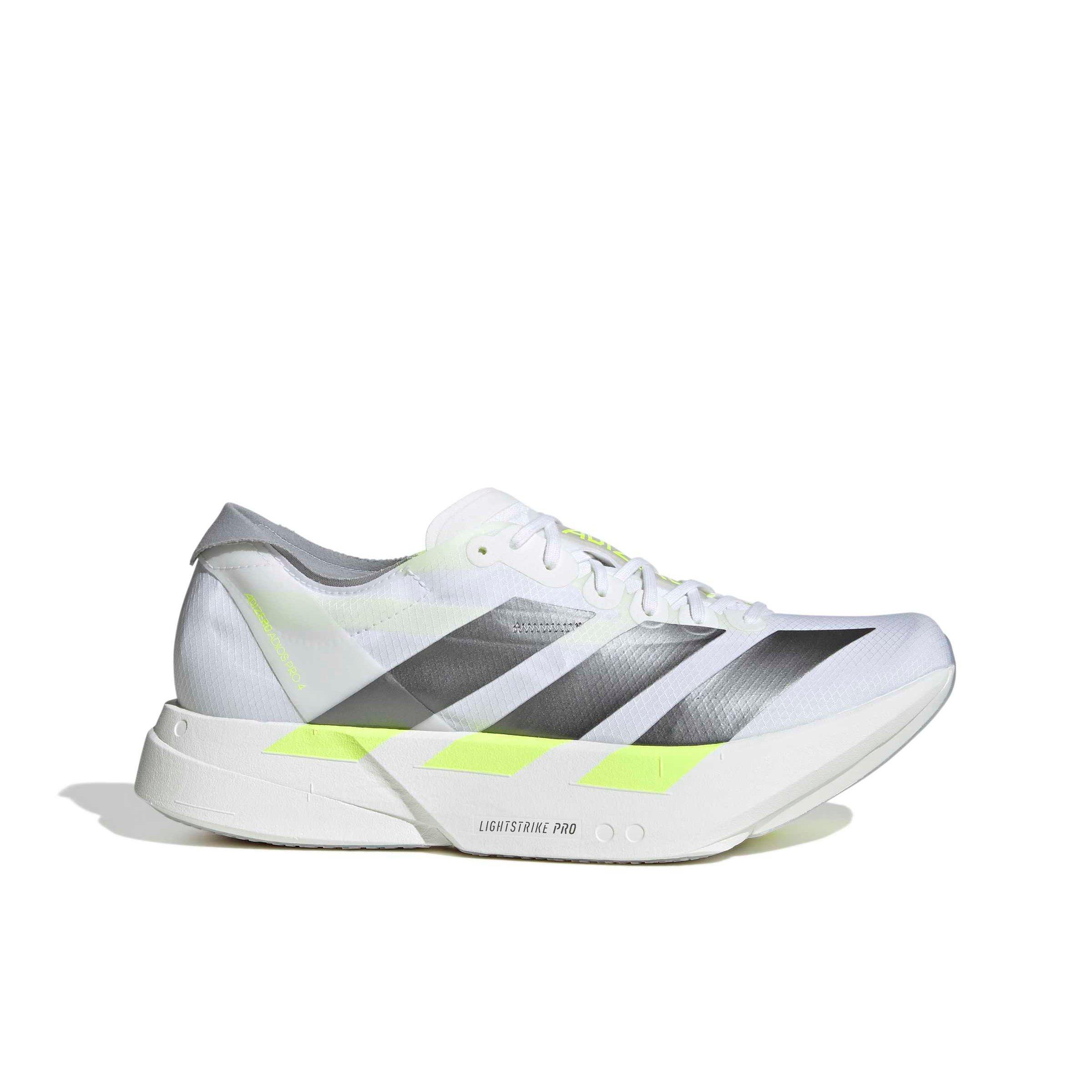 adidas Adizero Adios Pro 4 "Ftwr White/Iron Metallic/Solar Yellow" Men's Running Shoe - WHITE/IRON/YELLOW